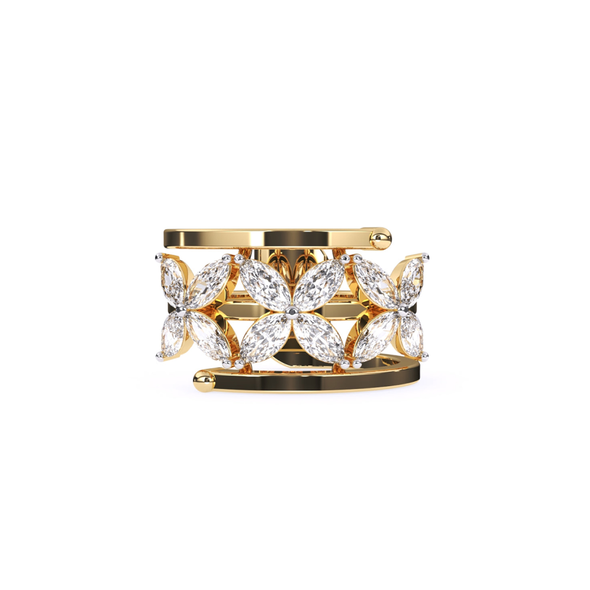 Vintage Style Marquise Diamond Flower Ring